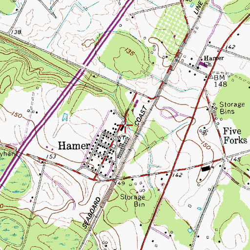 Topographic Map of Hamer Presbyterian Church (historical), SC