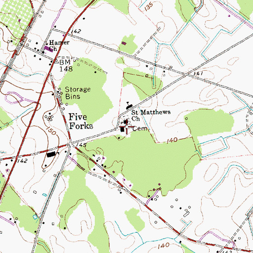 Topographic Map of Hamer School (historical), SC