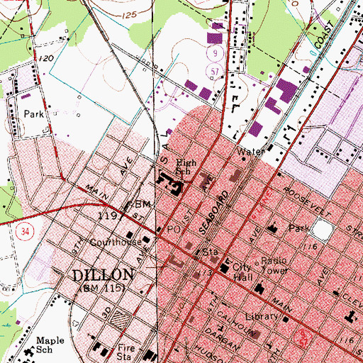 Topographic Map of J V Martin Junior High School, SC