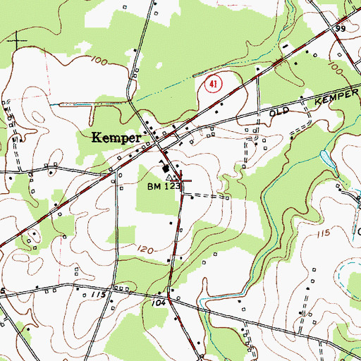Topographic Map of Kemper Baptist Church, SC