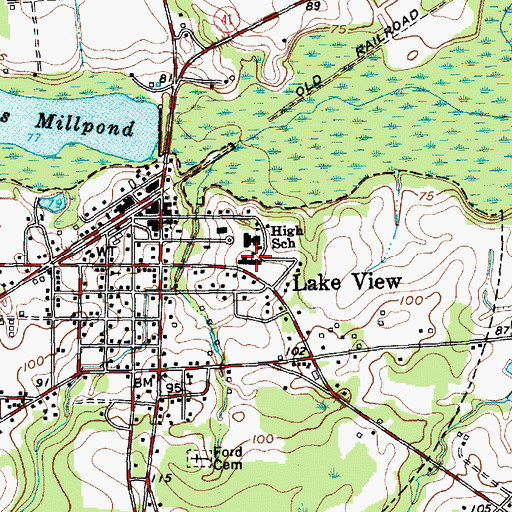Topographic Map of Lake View High School, SC