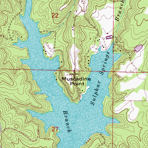 Topographic Map of Muscadine Point, AL