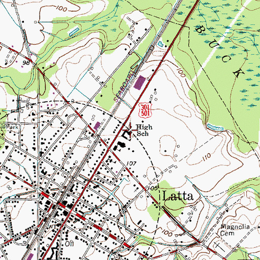 Topographic Map of Latta High School, SC