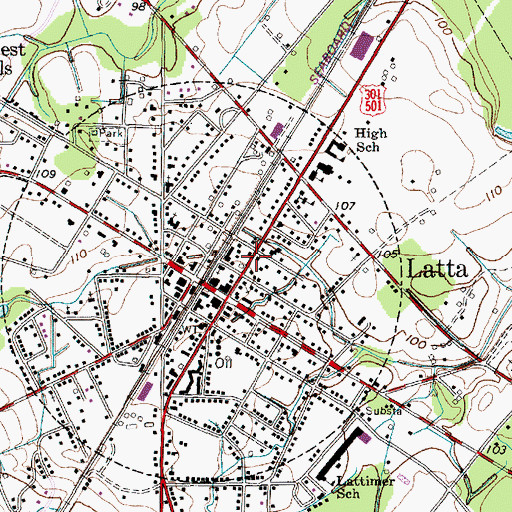 Topographic Map of Latta Historic District Number 2, SC
