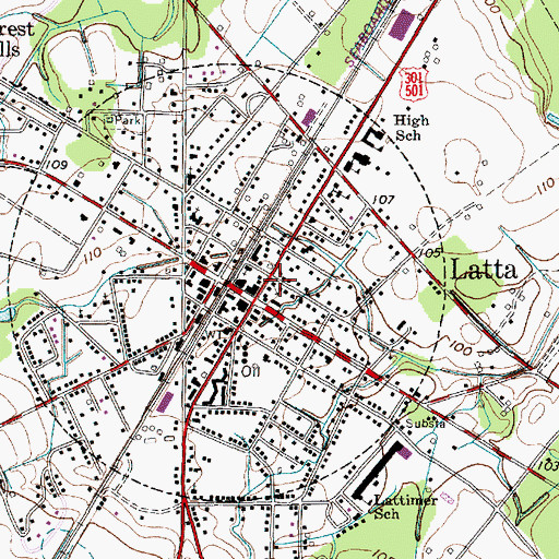 Topographic Map of Latta Presbyterian Church, SC