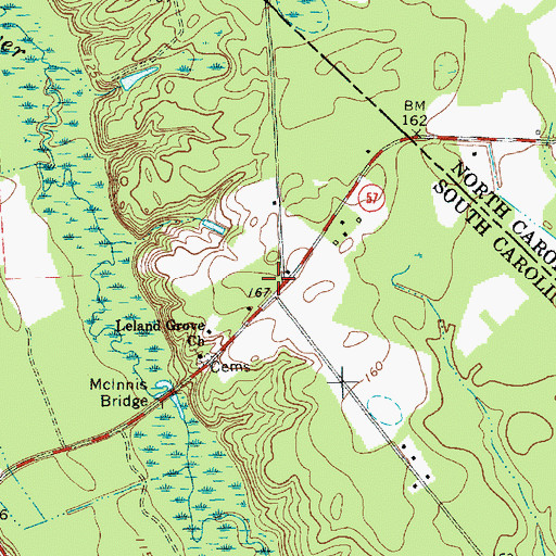 Topographic Map of Leland Grove School (historical), SC