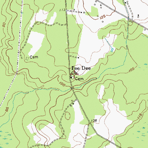 Topographic Map of Little Pee Dee Cemetery, SC