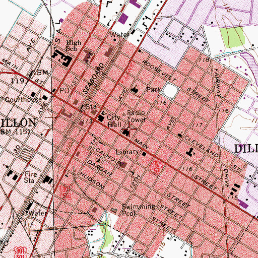 Topographic Map of Main Street United Methodist Church, SC