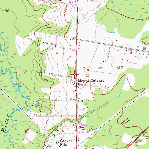 Topographic Map of Mount Calvary School (historical), SC
