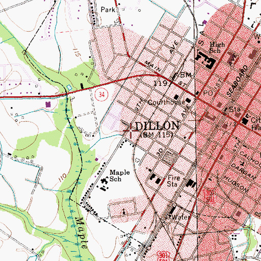 Topographic Map of Mount Hermon Church of god, SC