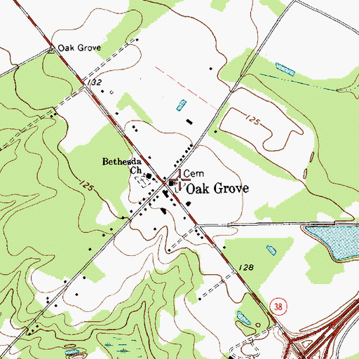 Topographic Map of Oak Grove Church, SC