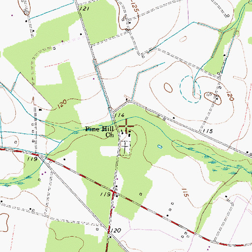 Topographic Map of Pine Hill School (historical), SC