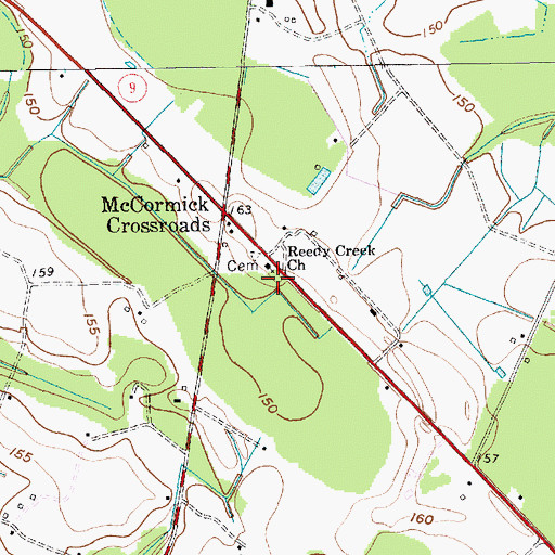Topographic Map of Reedy Creek School (historical), SC