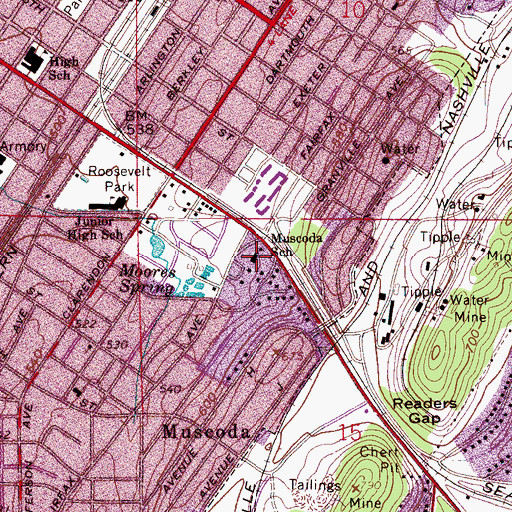 Topographic Map of Muscoda School, AL