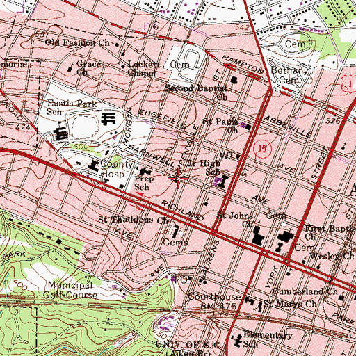 Topographic Map of Adath Yeshurum Synagogue, SC