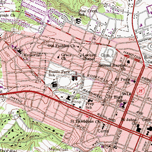 Topographic Map of Aiken County Educational Center, SC