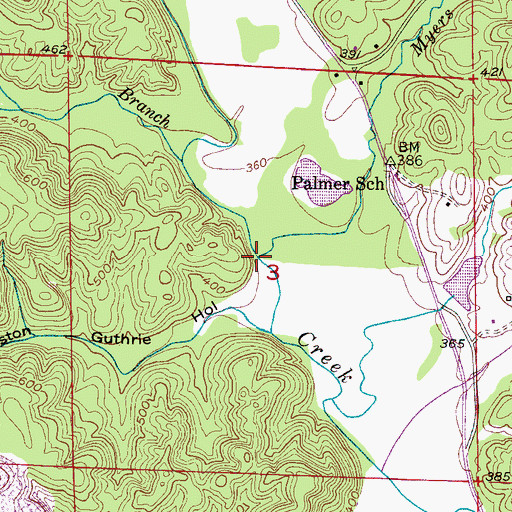 Topographic Map of Myers Branch, AL