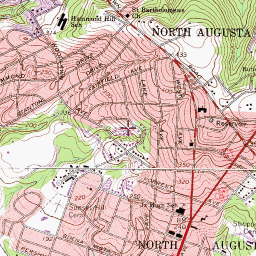 Topographic Map of Bahama Heights, SC