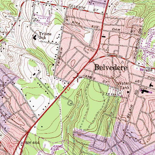Topographic Map of Belvedere Shopping Center, SC