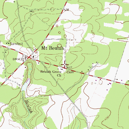 Topographic Map of Beulah Grove School (historical), SC