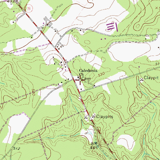 Topographic Map of Caledonia School (historical), SC