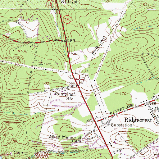 Topographic Map of China Springs School (historical), SC