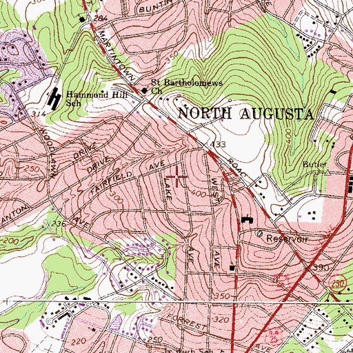 Topographic Map of Fairview Gardens, SC