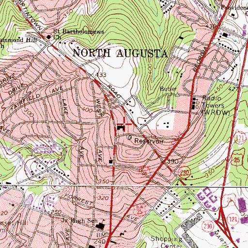 Topographic Map of Fairview Presbyterian Church, SC