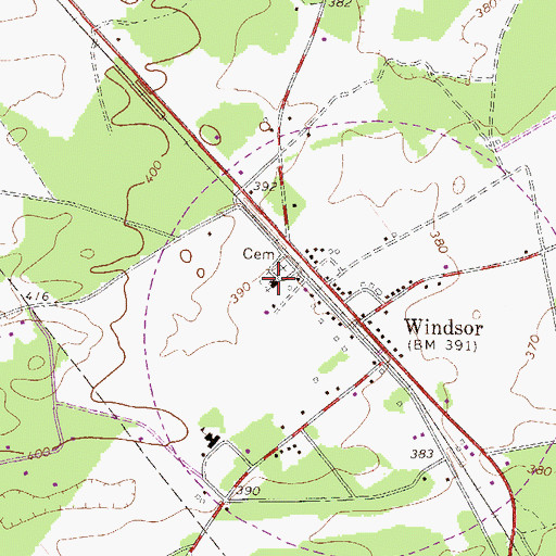Topographic Map of First Baptist Church of Windsor, SC