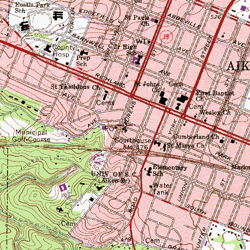 Topographic Map of First Presbyterian Church, SC