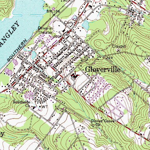 Topographic Map of Gloverville Elementary School, SC