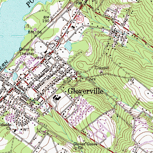 Topographic Map of Gloverville Pentecostal Holiness Church, SC