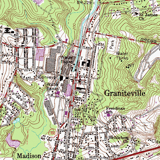 Topographic Map of Graniteville First Baptist Church, SC