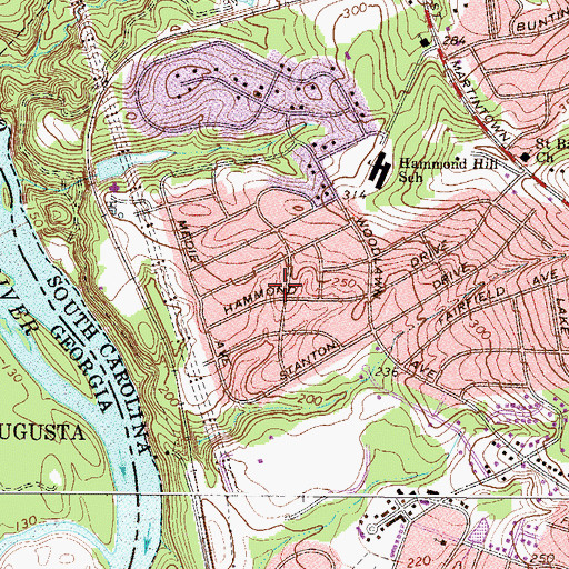 Topographic Map of Hammond Hills, SC