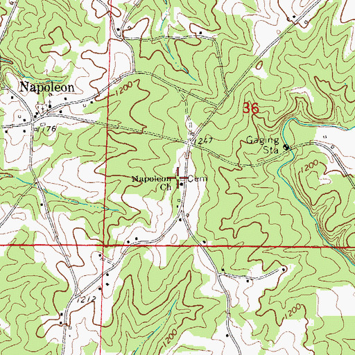 Topographic Map of Napoleon Church, AL