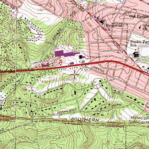 Topographic Map of Highland Park Country Club, SC