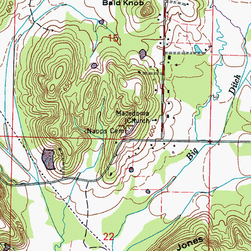 Topographic Map of Napps Cemetery, AL