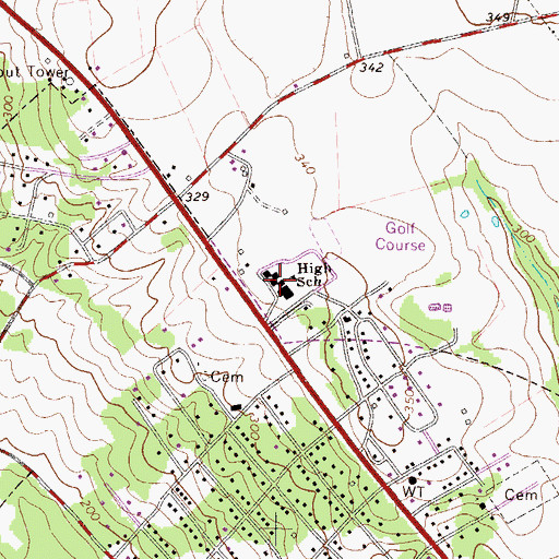 Topographic Map of Jackson Middle School, SC