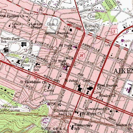 Topographic Map of Laurens Street Elementary School, SC