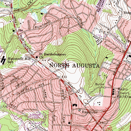 Topographic Map of Lynnhurst, SC