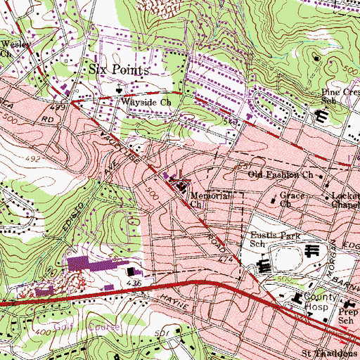 Topographic Map of Memorial Baptist Church, SC