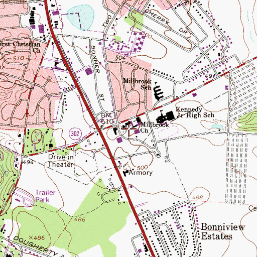 Topographic Map of Millbrook Cemetery, SC