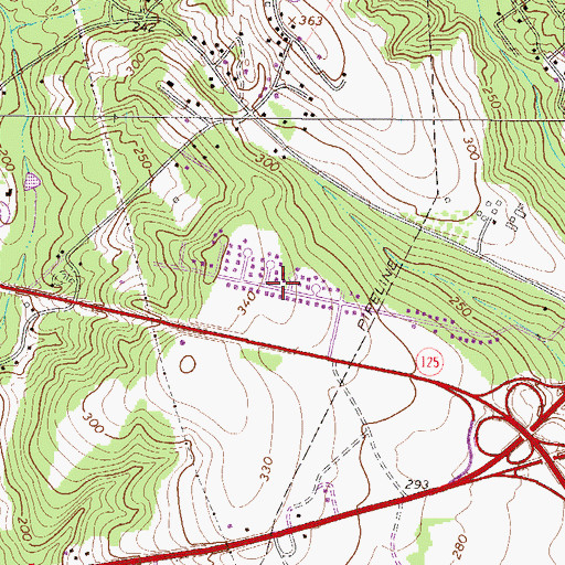 Topographic Map of Monticello Estates, SC