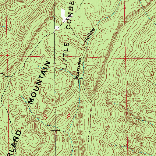Topographic Map of Narrows Hollow, AL