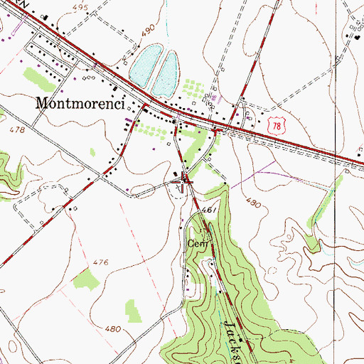 Topographic Map of Montmorenci Cemetery, SC