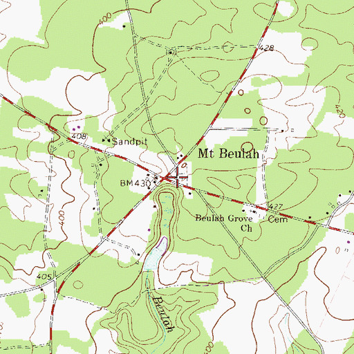 Topographic Map of Mount Beulah Baptist Church, SC