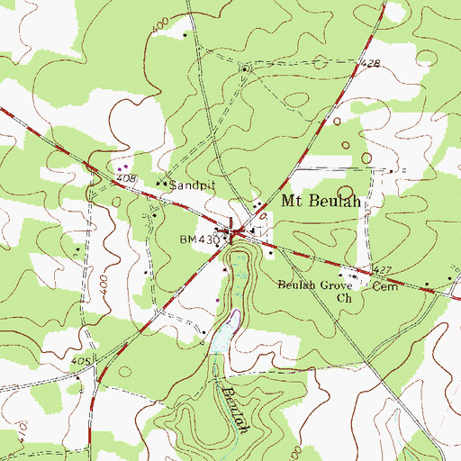 Topographic Map of Mount Beulah School (historical), SC