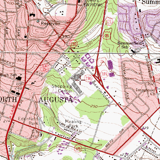 Topographic Map of North Augusta Plaza Shopping Center, SC
