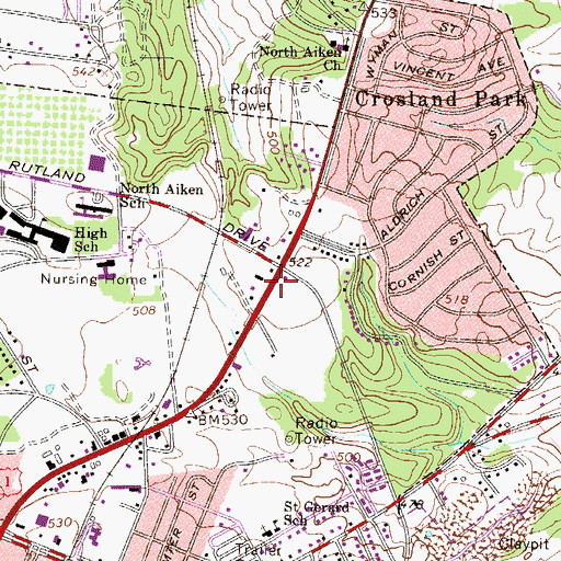 Topographic Map of Northside Plaza Shopping Center, SC