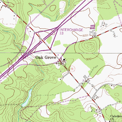 Topographic Map of Oak Grove School (historical), SC